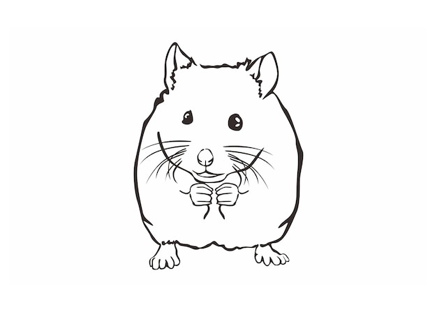 Vector cute hamster animal in line art style vector