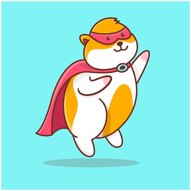 cute hamster become flying hero flat illustration