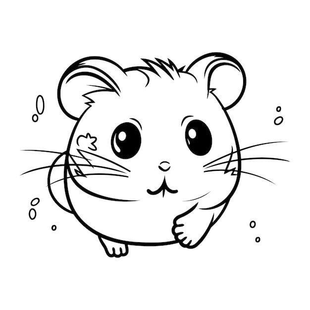 Vector cute hamster black and white vector illustration for coloring book