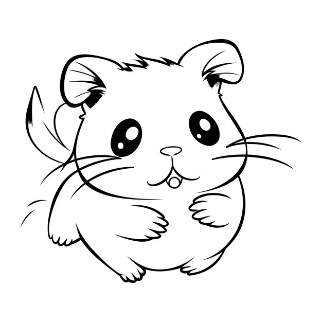 Vector cute hamster black and white vector illustration for coloring book