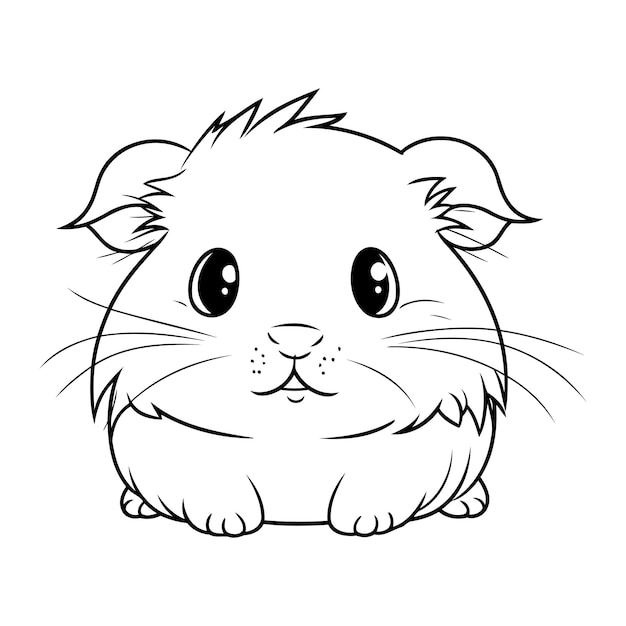 Vector cute hamster cartoon black and white vector illustration for coloring book