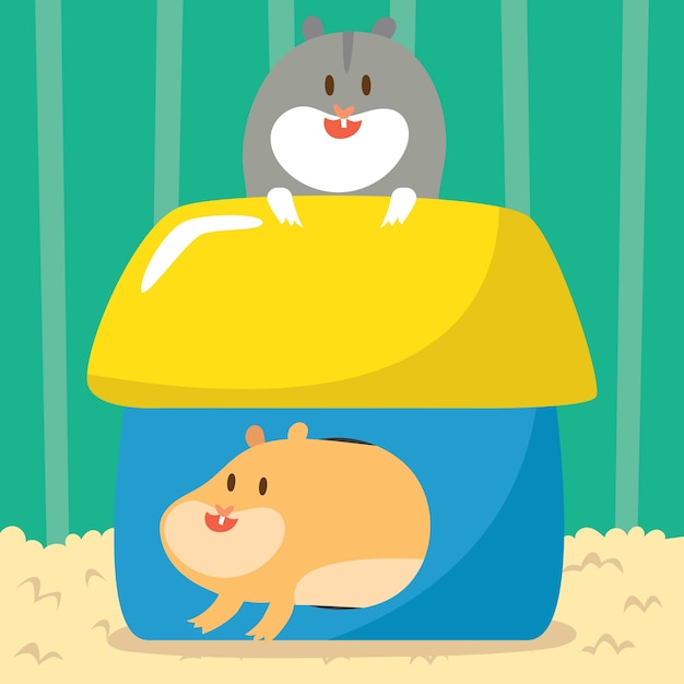 Vector cute hamster cartoon series
