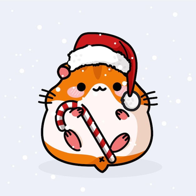 Cute hamster celebrating christmas