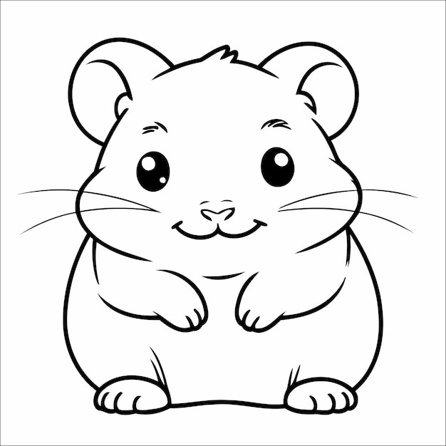 Cute Hamster Coloring Page For Toddlers