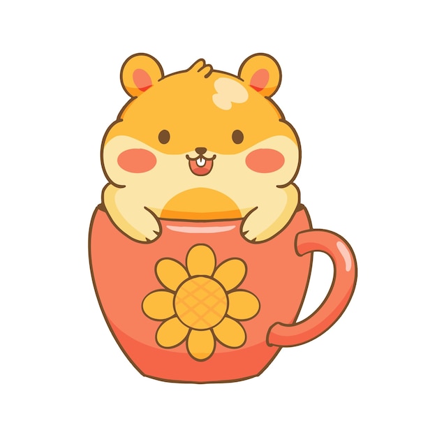 Cute hamster in cup illustration