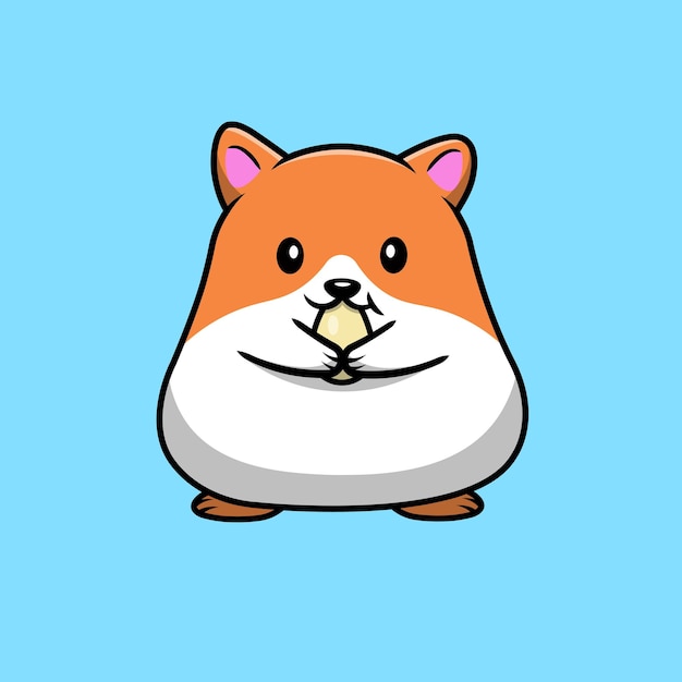 Cute Hamster Eating Sunflower Seed Cartoon Vector Icon Illustration