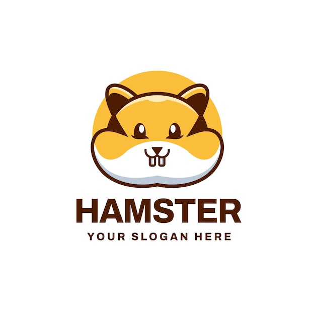 Vector cute hamster head logo vector icon illustration