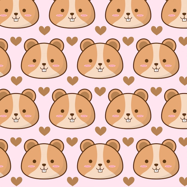 Vector cute hamster pattern with heart