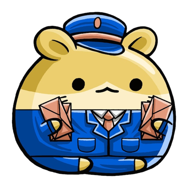 Cute Hamster Postman in Cartoon Style