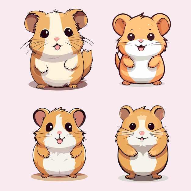 Cute hamster set vector art illustration design