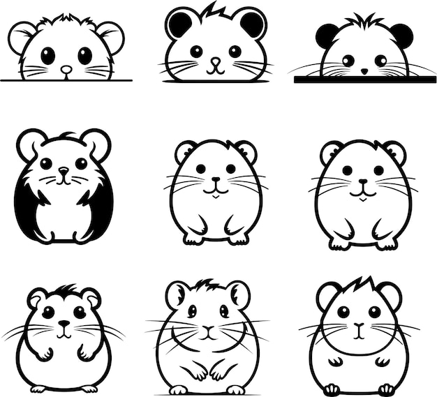 cute hamster set vector illustration