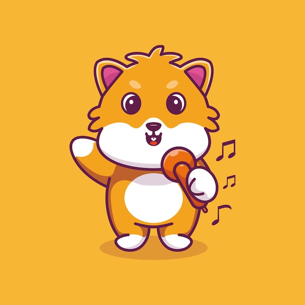 Vector cute hamster singing cartoon design premium vector