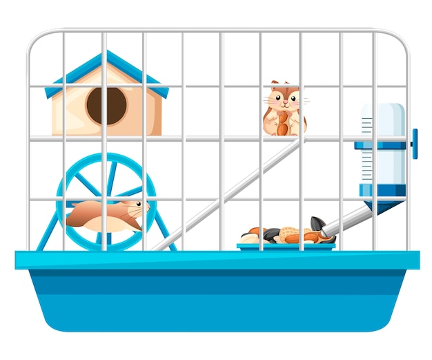 Vector cute hamster sit and holding nut illustration