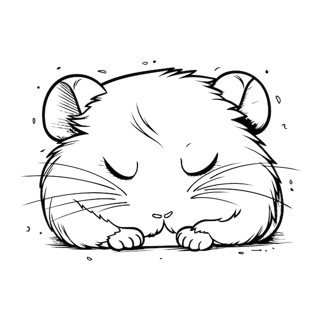 Cute hamster sleeping Hand drawn doodle vector illustration