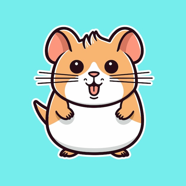 Cute Hamster Sticker on blue background