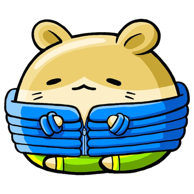 Cute Hamster wearing Winter Outfit in cartoon style