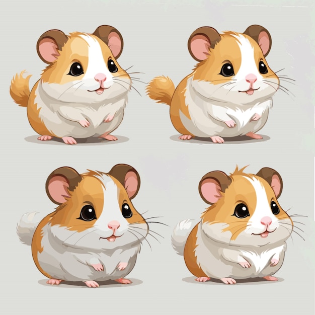 Premium Vector | Cute hamsters vector on white background