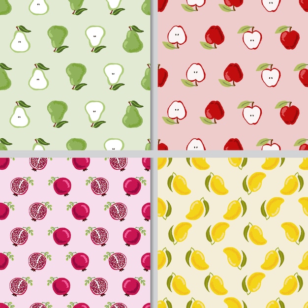 Cute hand draw colorful fruit seamless pattern collection