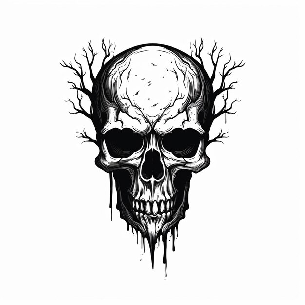 Vector cute hand drawing lateral skull sugar skull halloween decorations simple skull logo
