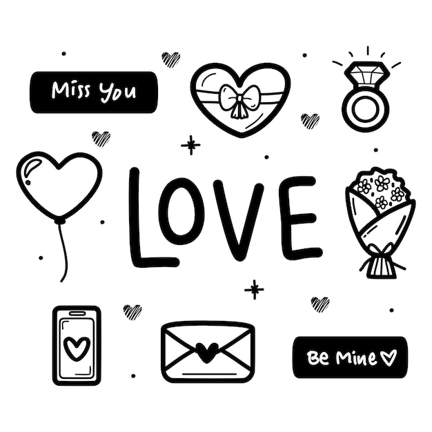 Vector cute hand drawn all about love