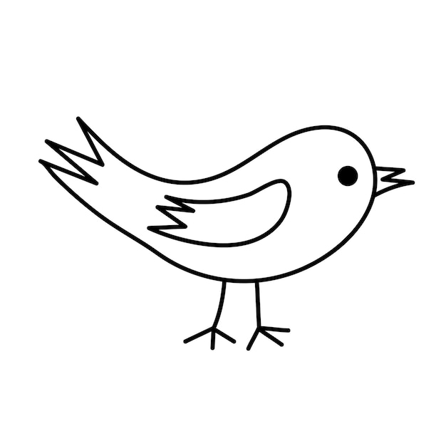 Cute hand drawn bird in doodle style Vector illustration