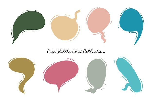 Vector cute hand drawn bubble chat collection