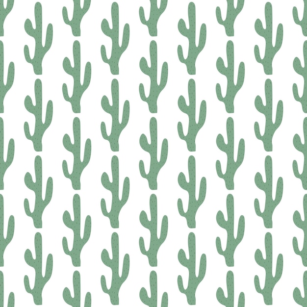 Cute hand drawn cactuses seamless pattern Mexican symbol Wild West theme