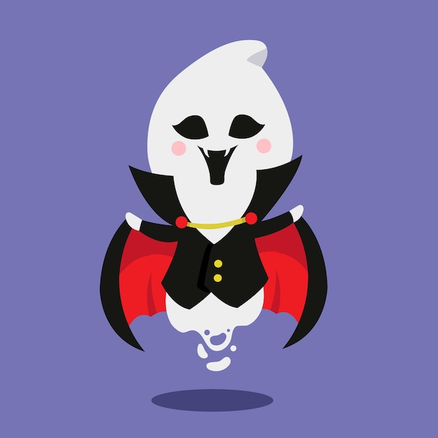 Vector cute hand drawn cartoon character funny ghost.