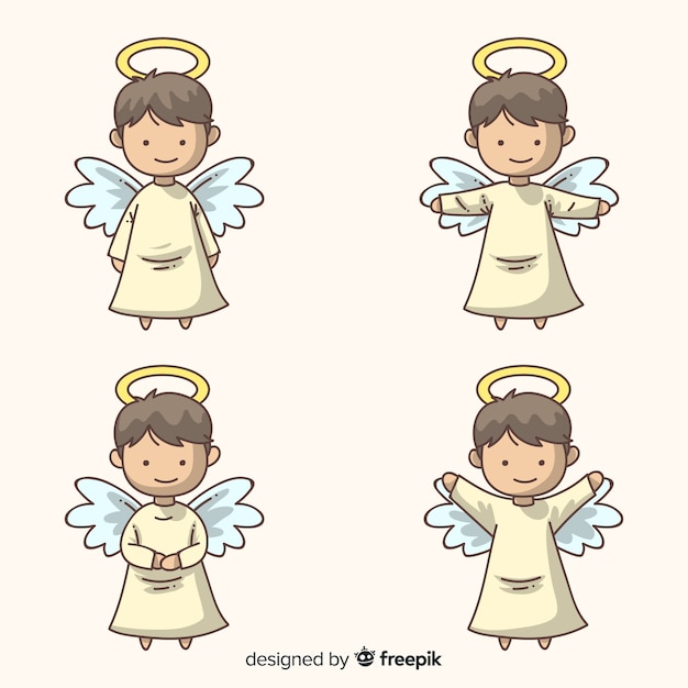 Collezione di personaggi disegnati a mano carino angeli di natale