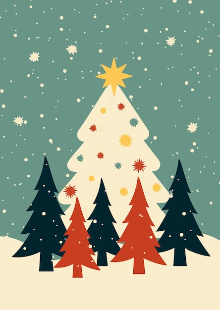 Вектор Симпатичный рисованный дизайн рождественской открытки