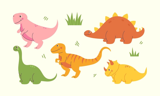 cute hand drawn dinosaurs sticker set