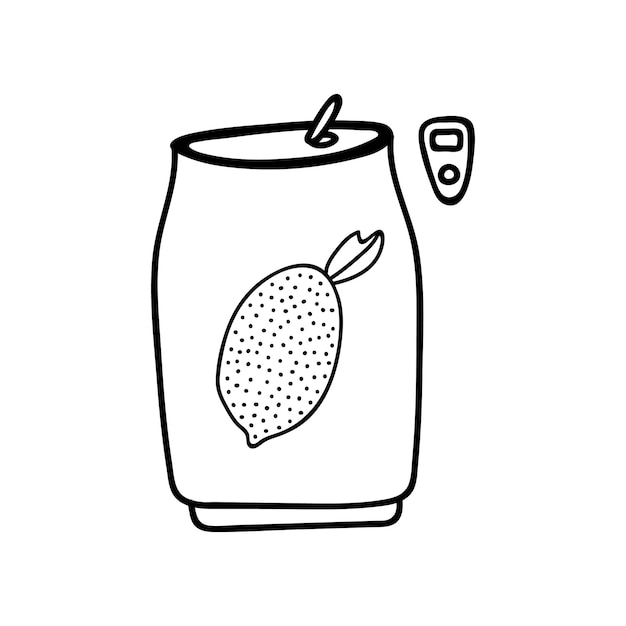 Cute hand drawn doodle of can of juice