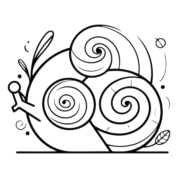 Cute hand drawn doodle snail Vector illustration in cartoon style