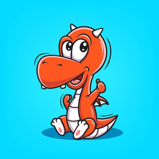 Cute hand drawn dragon cartoon vector illustration