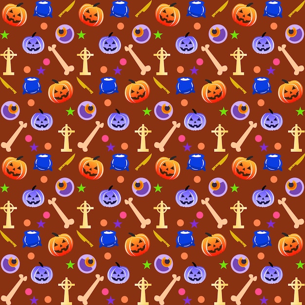 かわいい手描きフラット ハロウィーン パターン コレクション