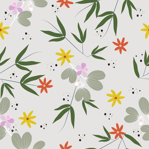 Cute hand drawn  floral pattern seamless background  