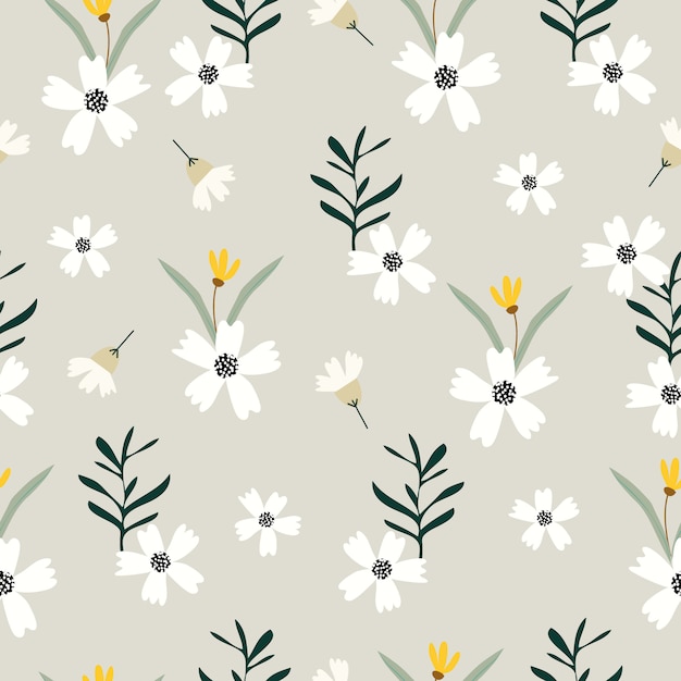 Cute hand drawn floral pattern seamless