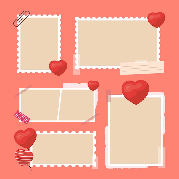 Vector cute hand drawn frame romantic collection