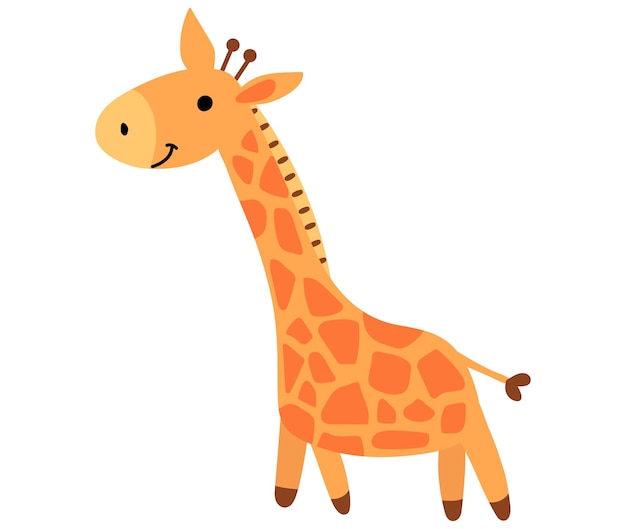 Cute hand drawn giraffe animal safari white background isolate