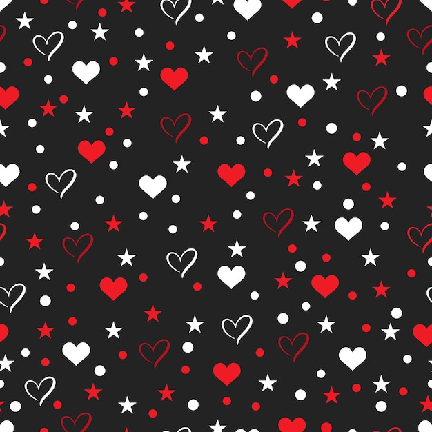 Vector cute hand drawn hearts seamless pattern, lovely romantic background, great for valentine's day