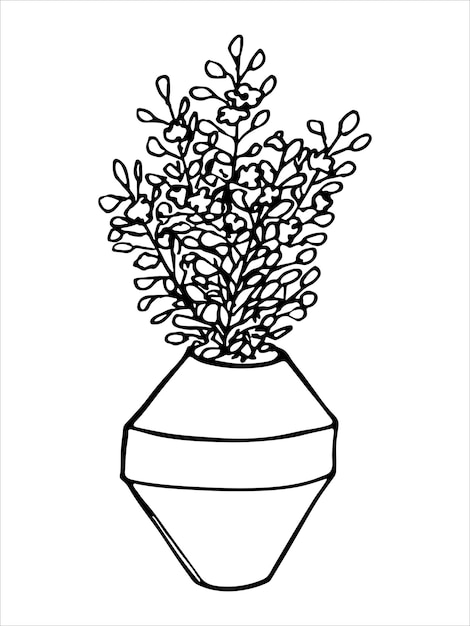 Cute hand drawn houseplant in a pot clipart Plant illustration Cozy home doodle