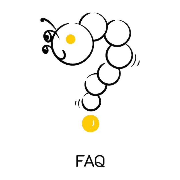 A cute hand drawn icon of FAQ