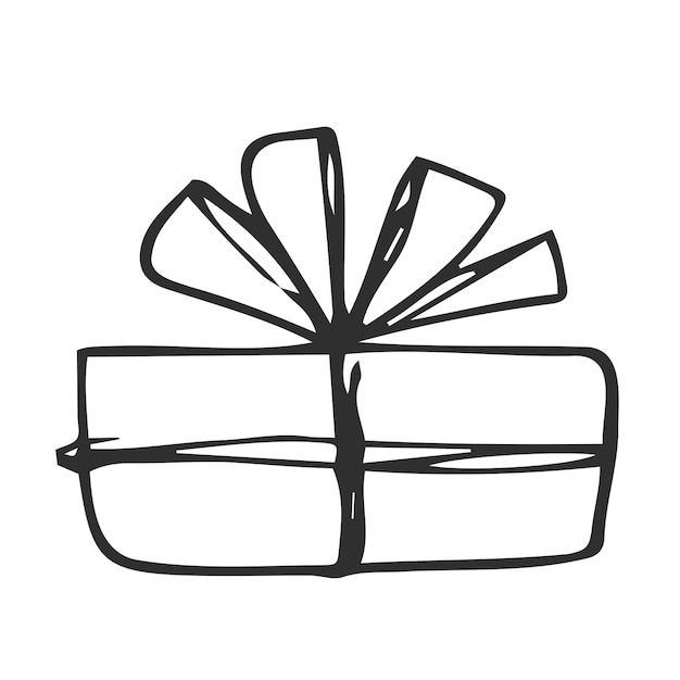 Cute hand drawn illustration of gift box present greeting