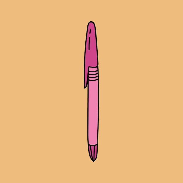 Cute hand drawn pen in a simple and naive cartoon style For writing notes in planner sign business contract write down lectures in the university Vector illustration isolated on the background