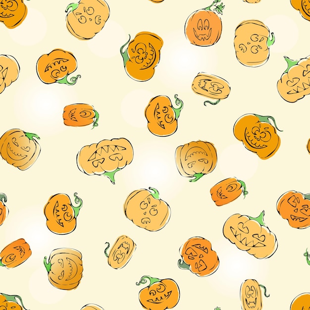 Cute hand drawn pumpkins seamless pattern hand drawn pumpkins