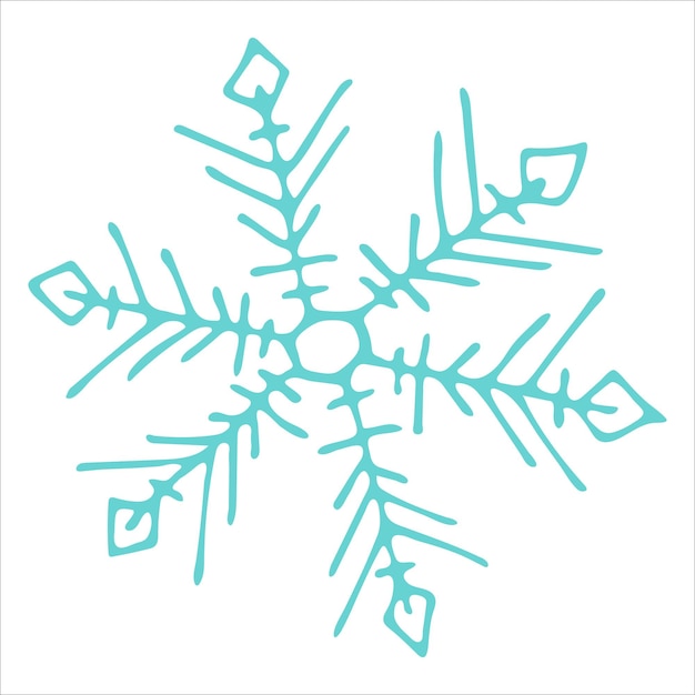 Fiocco di neve disegnato a mano carino clipart invernale vettoriale natale e capodanno doodle