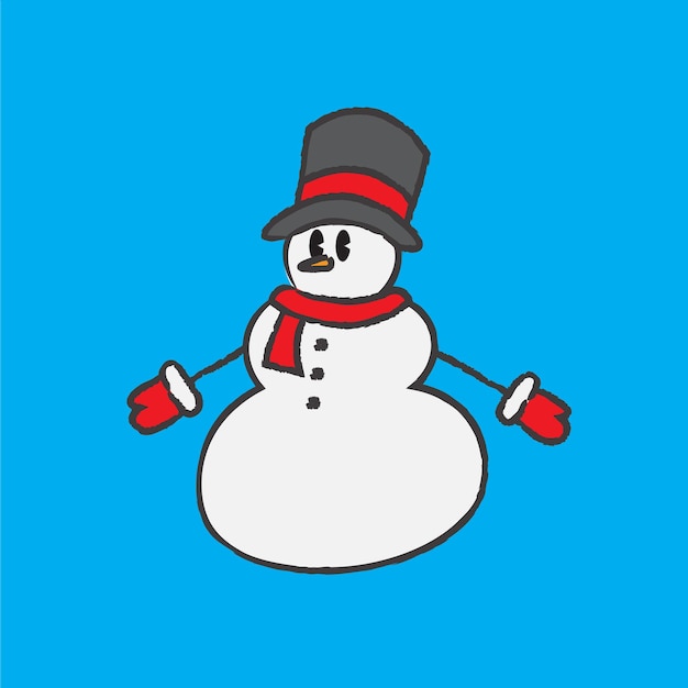 Vector cute hand drawn snowman character