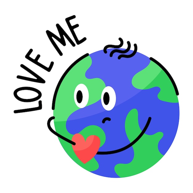 A cute hand drawn sticker of love planet