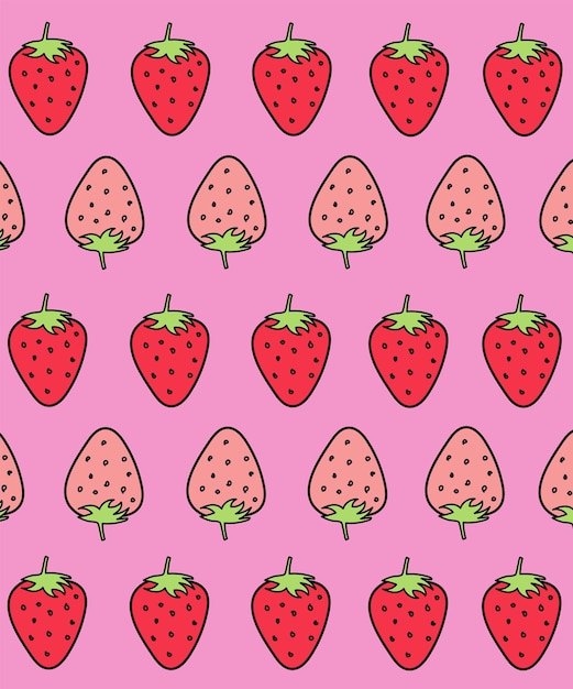 Cute hand drawn strawberries background