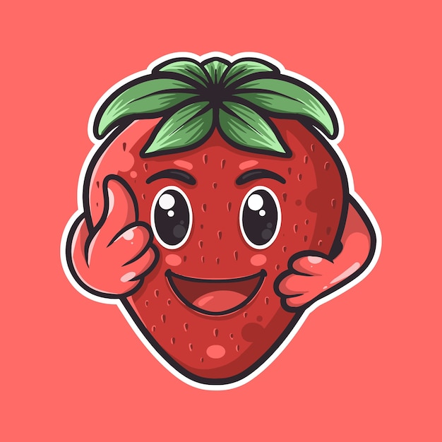 Simpatico personaggio mascotte fragola disegnata a mano